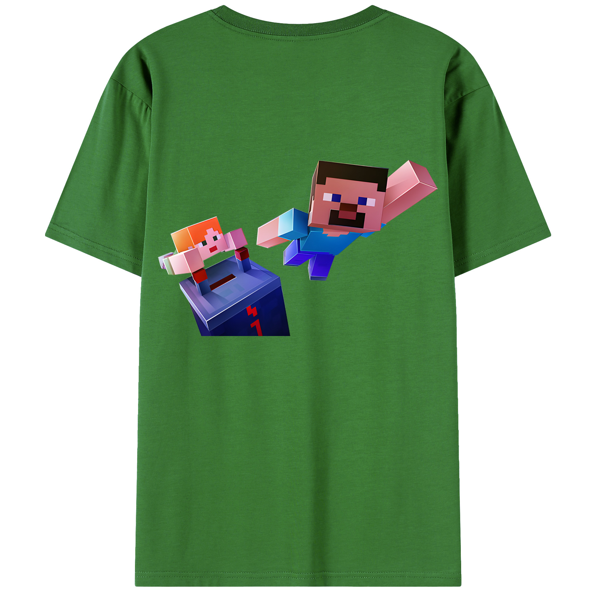 （画像用） マインクラフト ブロックの世界 Minecraft MC Block world レディース半袖Tシャツ(バックプリント)